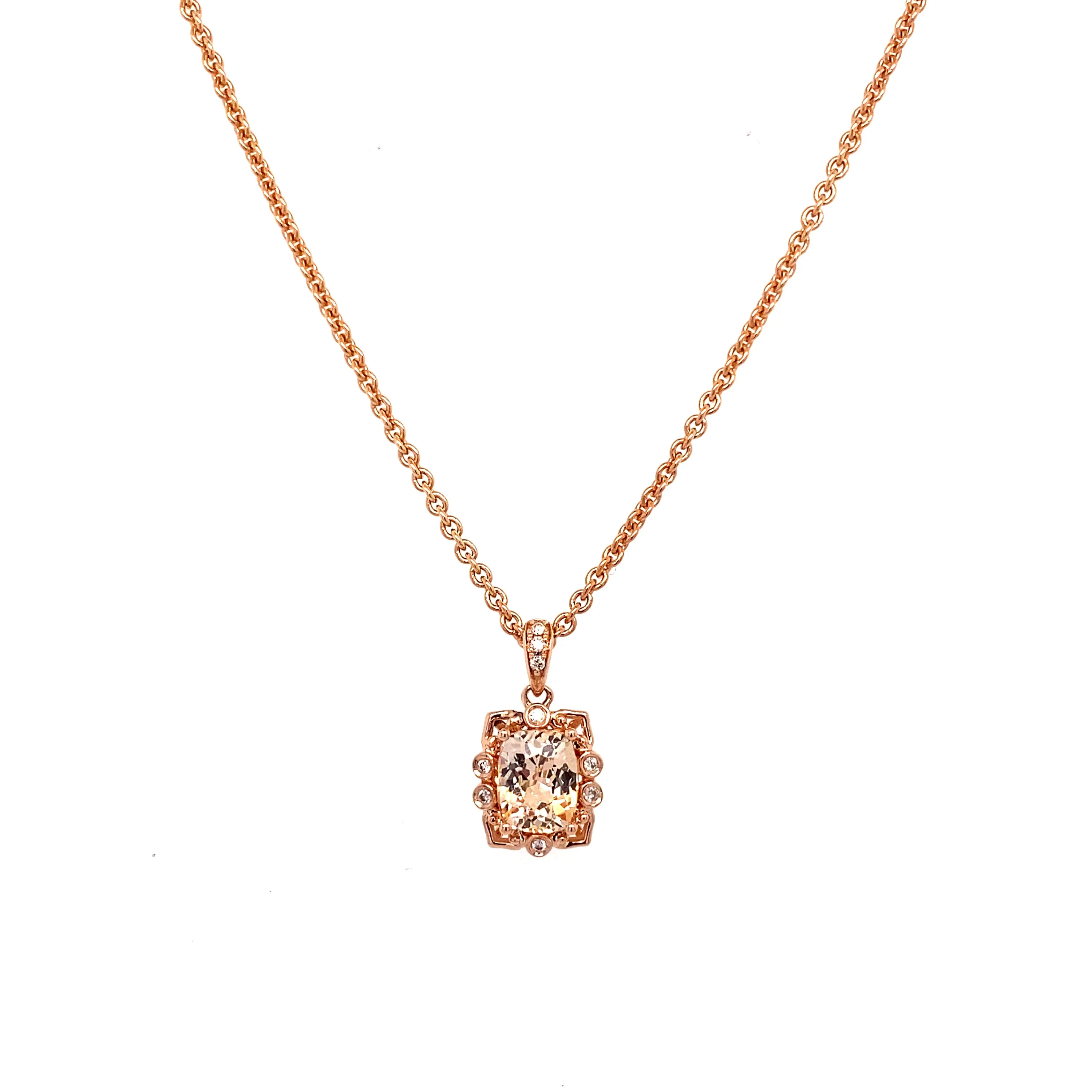 14K Rose Gold Peach Sapphire Pendant