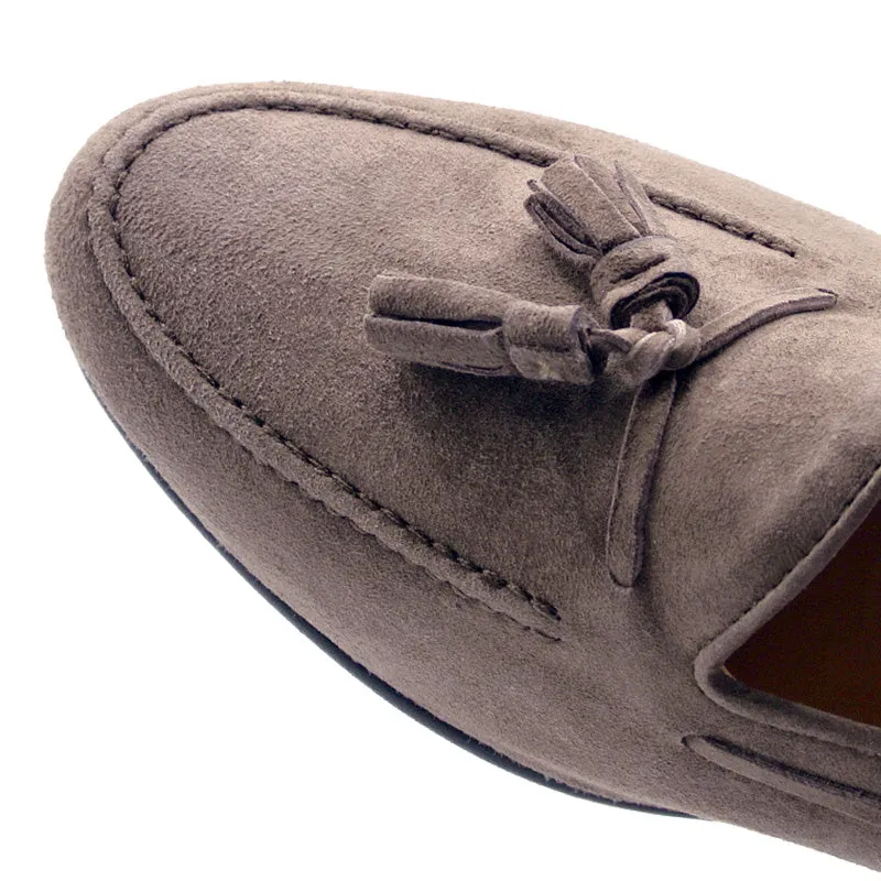 16-580-MOC NAPLES Italian Kid Suede Tassel Loafer, Mocha