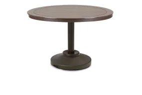 42" Round MGP Slat Top 80lb Weighted Pedestal Base Tables By Telescope Casual