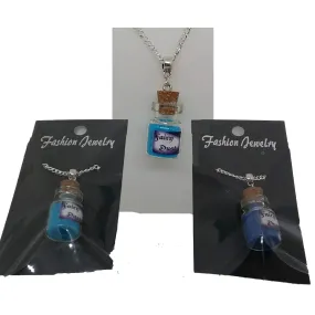 AVBeads Jewelry Fairy Necklace with Glass Bottle Charm on 24 Silver Plated Chain Metal