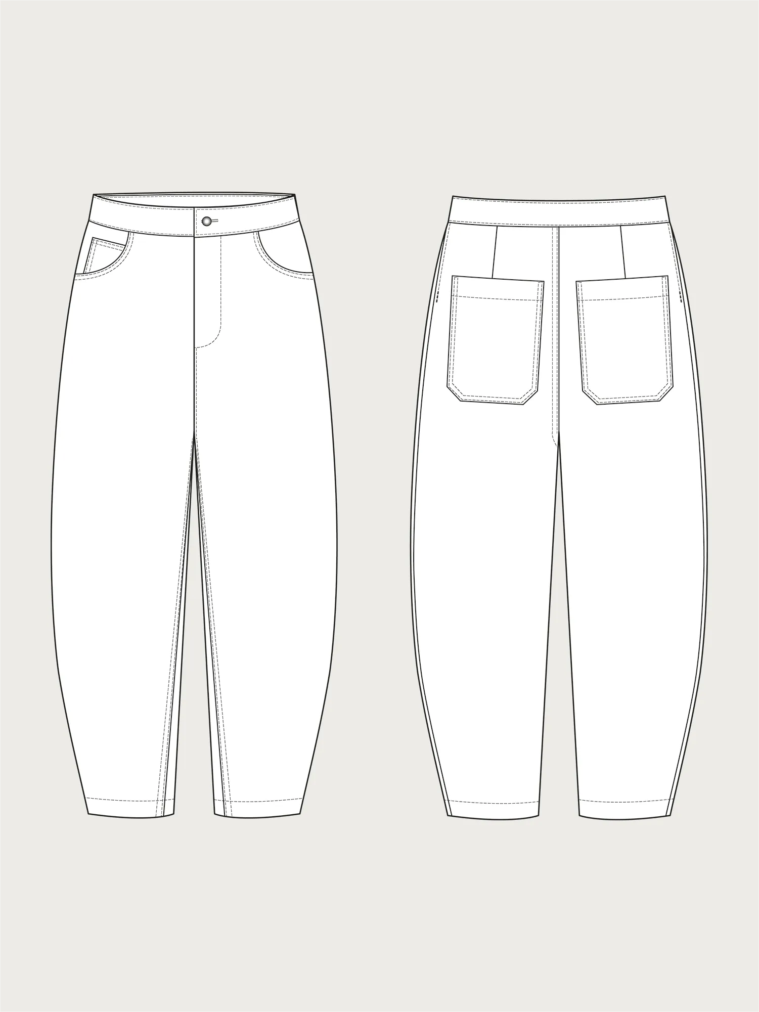 BARREL-LEG TROUSERS PATTERN