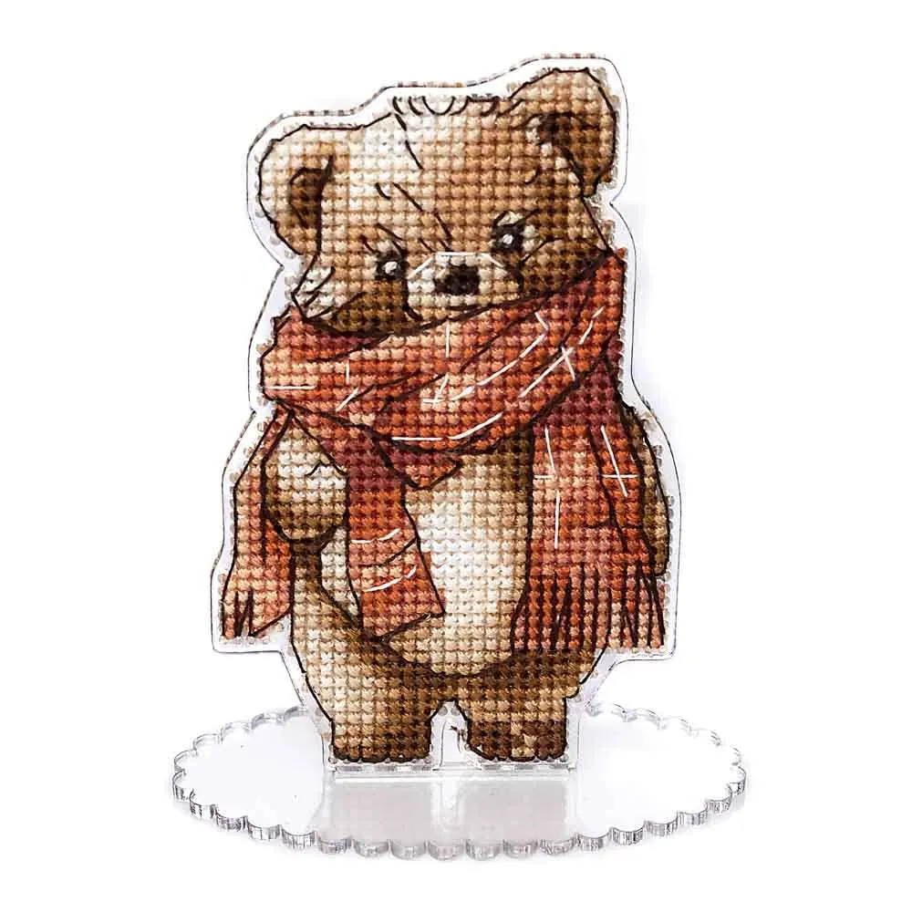 Bear Cross-stitch kit on a plastic base FLX-002