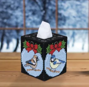 Birds of Winter Plastic Canvas Tissue Box Cover