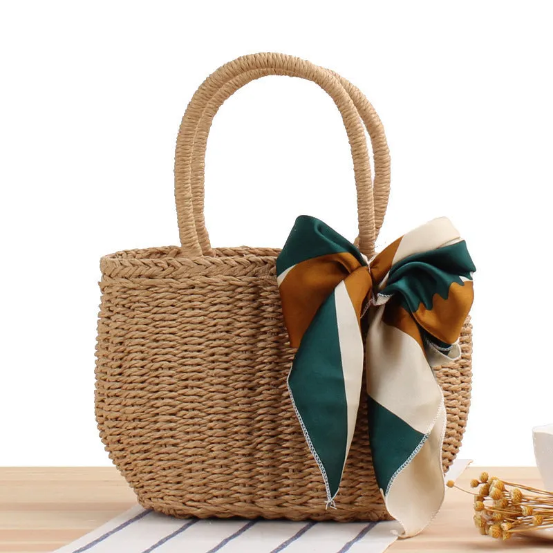 Hand-Woven Straw Beach Bag – Handmade Holiday Tote