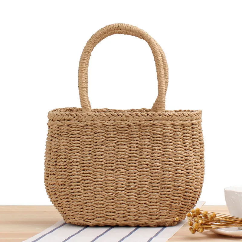 Hand-Woven Straw Beach Bag – Handmade Holiday Tote