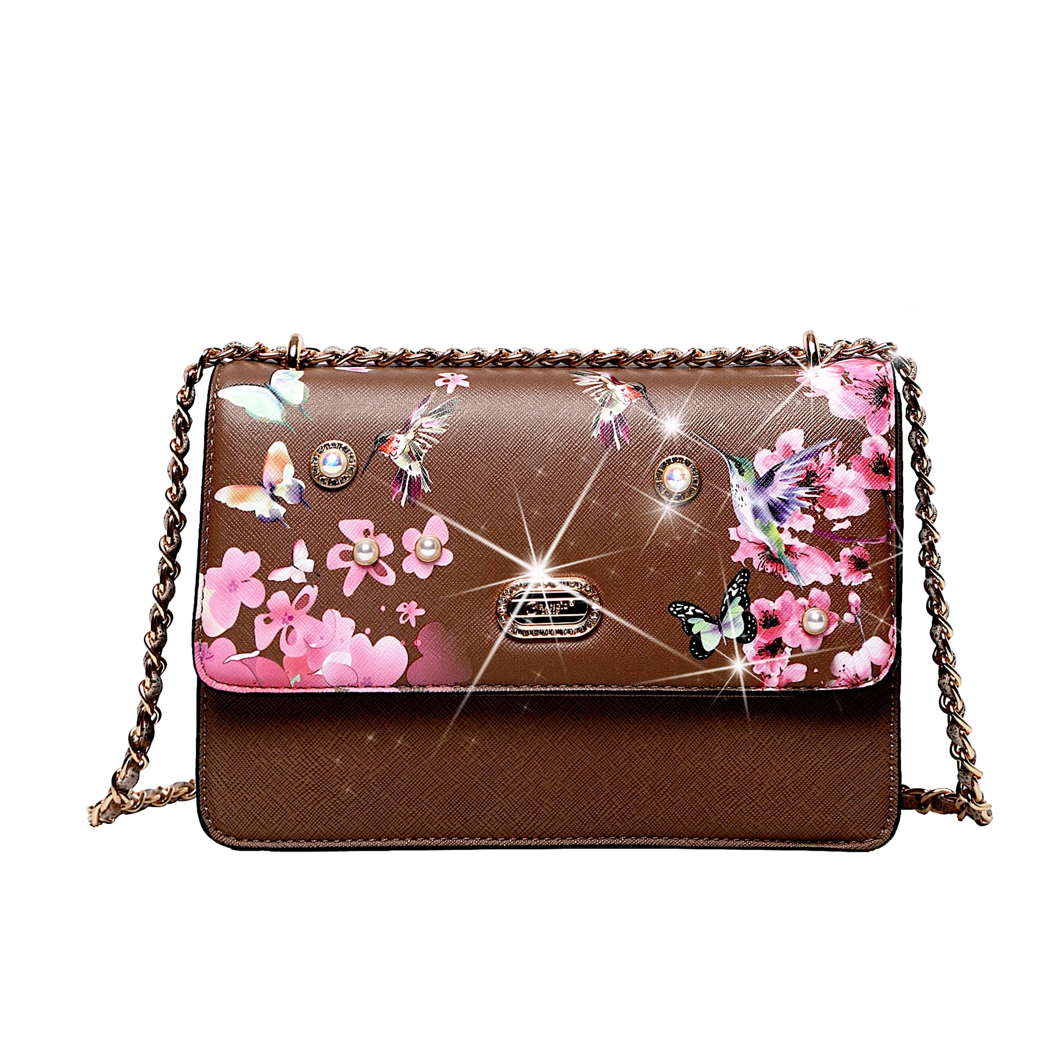 Hummingbird Bloom Retro Fashion Stains & Damage Resistant Crossbody Clutch