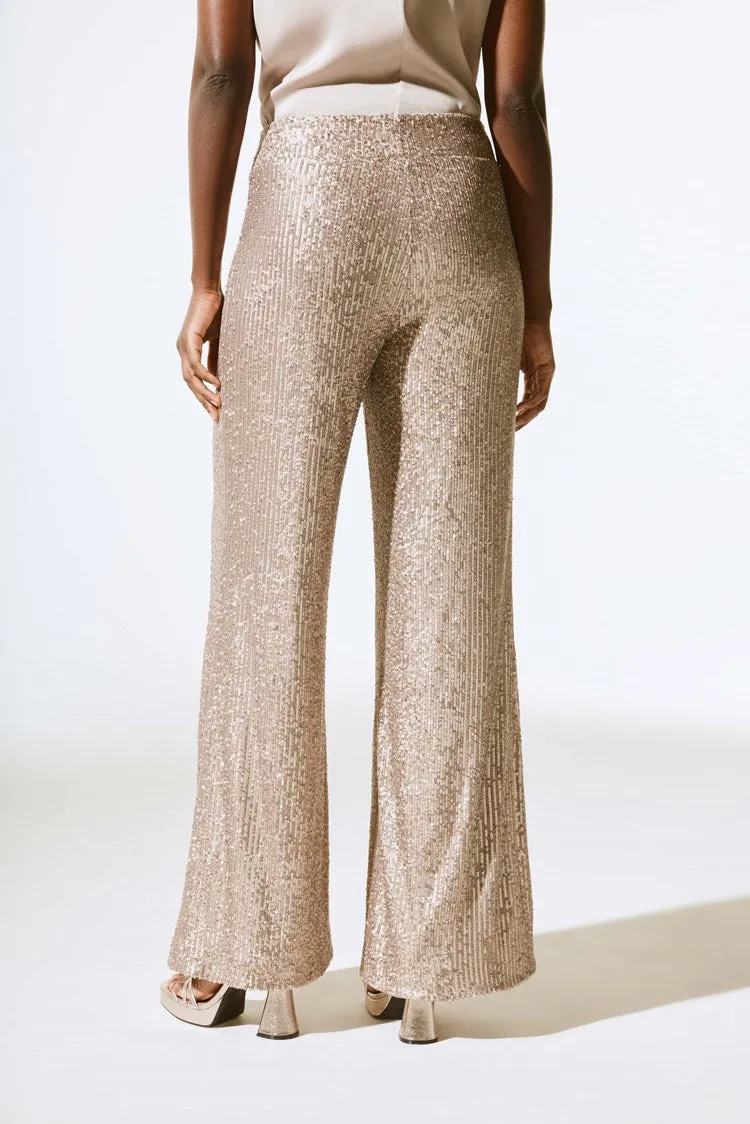 Joseph Ribkoff Gold Sequined Wide Leg Pants