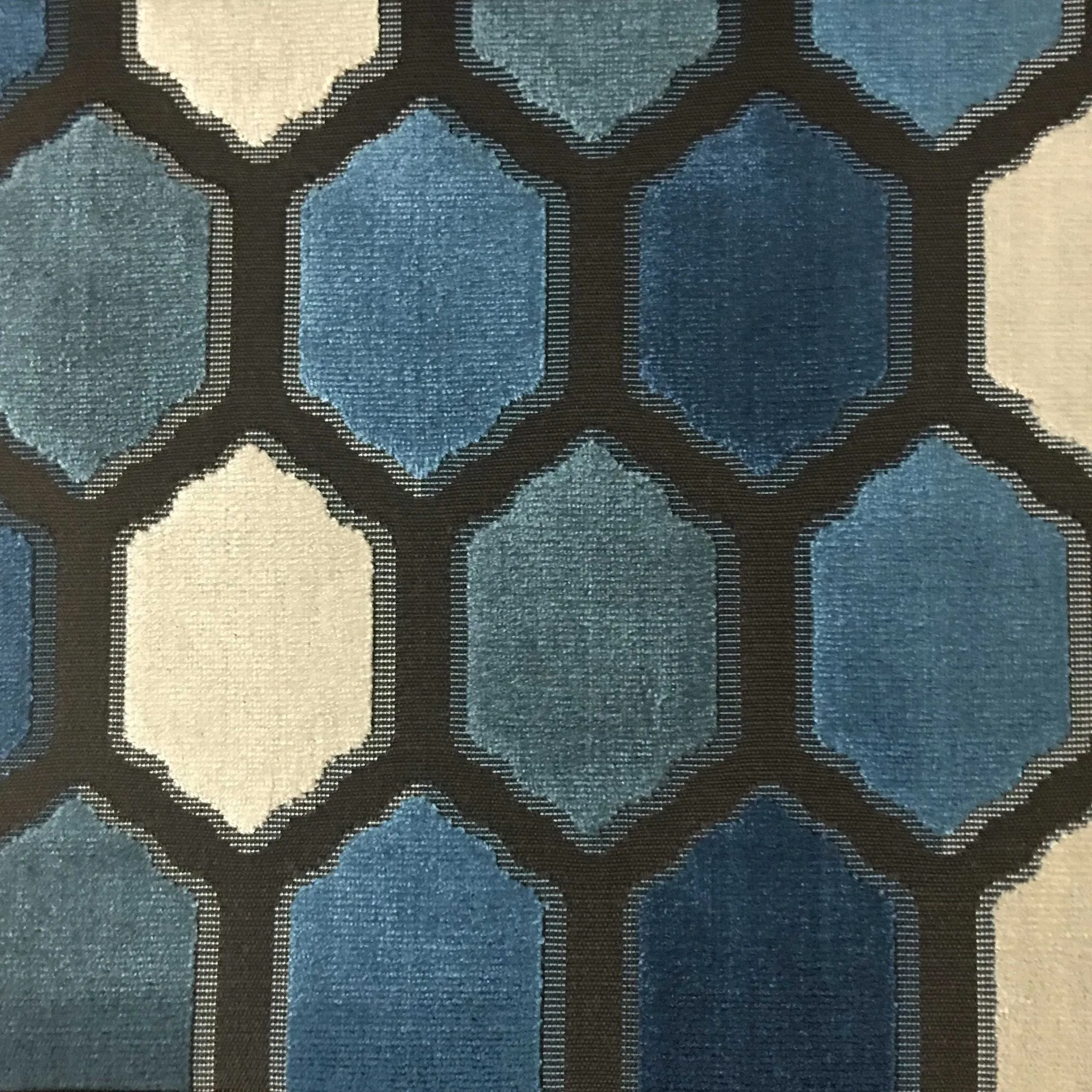 MALLORCA - MODERN HONEYCOMB PATTERN CUT VELVET UPHOLSTERY FABRIC BY THE YARD