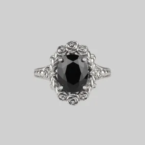 MARIA. Rose Wreath Onyx Silver Cocktail Ring