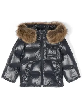 Moncler Baby K2F Fur Hooded Down Parka Navy