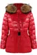 Puffer Coat with Fur trim Hood - Red & Navy