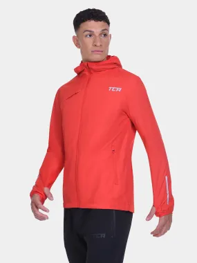 Softshell Packable Running Water Repellant Hooded Jacket For Men With Thumbholes, Reflective Strips & Zip Pockets